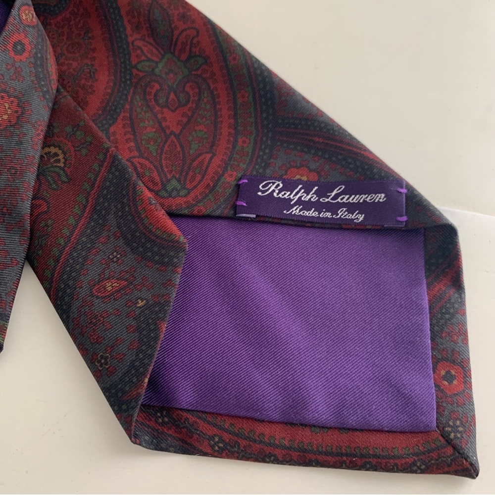 Ralph Lauren Purple Label Maroon Paisley Tie - Picture 2 of 4